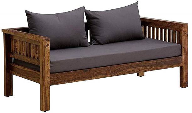 VIvek Wood Sheesham Wood 2 Seater Sofa For Living Room | Solid Purewood Two Seater Sofa For Home & Office Fabric 2 Seater  Sofa