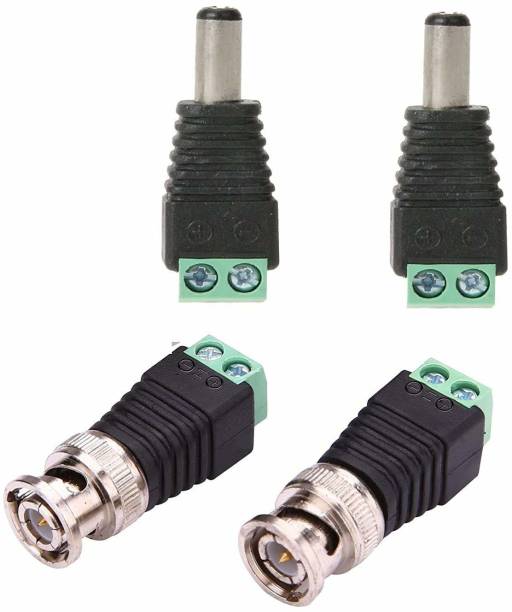 Mak World 20 Pcs Set DC Pin Green + BNC Male Baloon Connector for CCTV Security Camera Connector Wire Connector