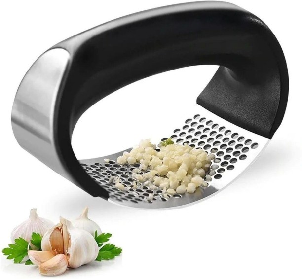 Stainless Garlic Press Rocker,Easy to Clean and Storage,Revolutionary Innovative Anti Slip Silicone Handles for Best Grip