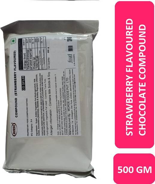 Morde Strawberry Flavored Chocolate Compound for baking 500 g Bars