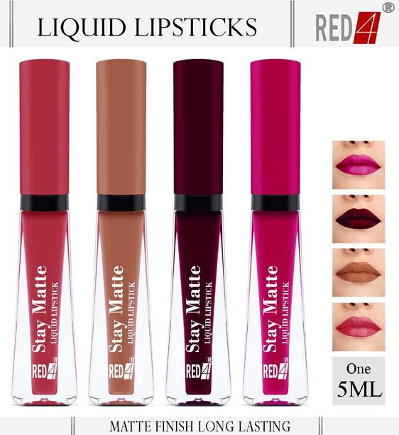 RED4 Color Sensational Stay Matte Liquid Lipsticks combo pack set 4