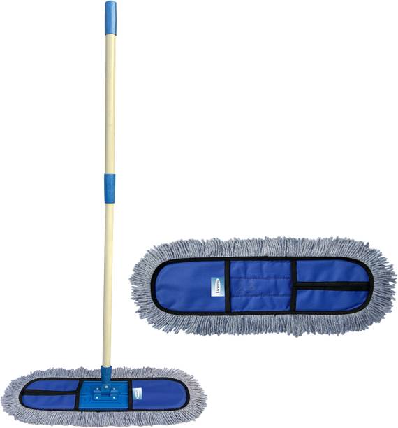 Livronic Wet and Dry Cotton pad Flat Floor Mop | Easy to Use Floor Cleaning Mop | Home | Office | Hotels | Hospitals | 24inch Head | 5 Feet Handle with 1 Refill Extra (Set of 1) (24 INCH MOP) Wet & Dry Mop