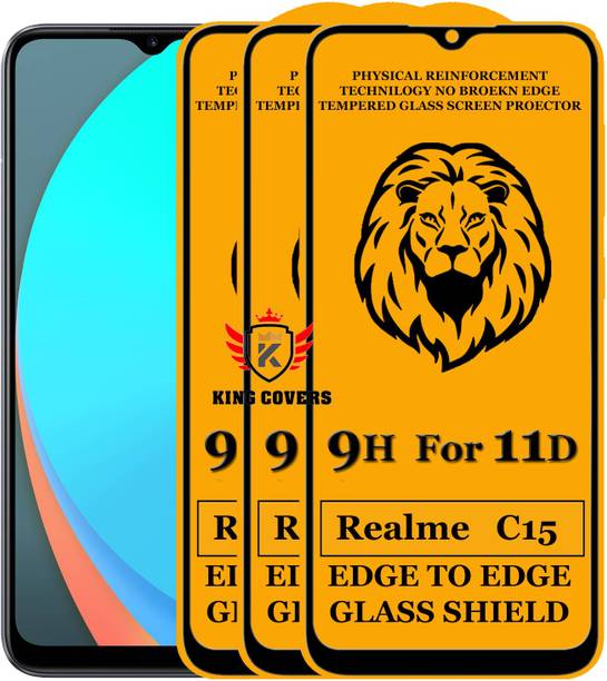 KING COVERS Edge To Edge Tempered Glass for Realme C15