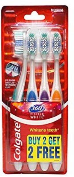 Colgate 360 visible white (4 Brushes) Medium Toothbrush
