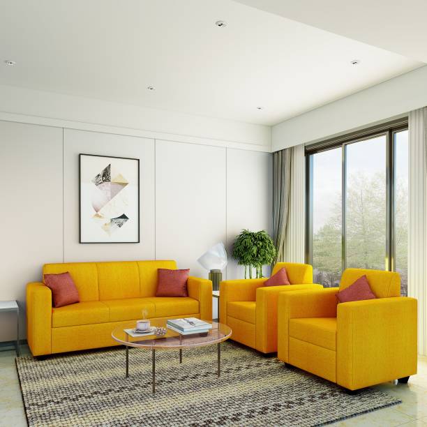 Flipkart Perfect Homes Burano Fabric 3 + 1 + 1 Yellow Sofa Set