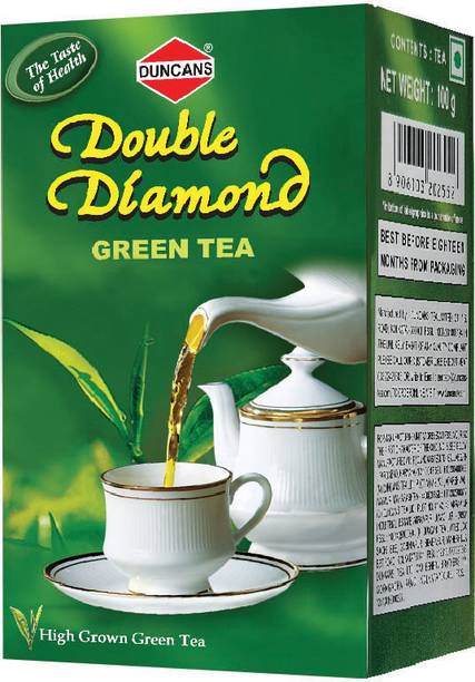 Duncans Double Diamond whole leaf loose Green Tea , 100% Natural & Pure, Natural Antioxidants - 100 Grams Green Tea Box