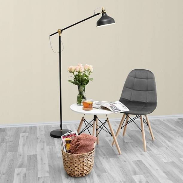 Finch Fox Eames Replica Quilted Velvet upholstered Dining Chair for Cafe Chair, Side Chair, Kitchen Breakfast, Living Room Chair in Dark Grey Color Fabric Living Room Chair