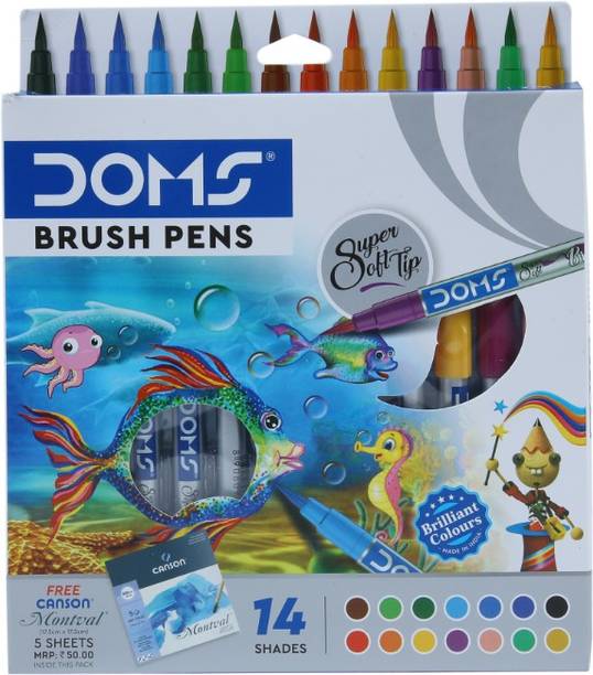 DOMS Non Toxic Brush Pen in Cardboard Box