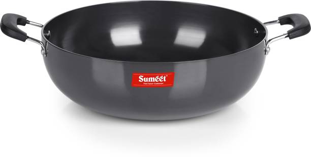 Sumeet 3mm Hard Anodized Deep kadai Big Size No. - 15 (28.5cm Dia. 4.5 LTR Capacity) Kadhai 28.5 cm diameter 4.5 L capacity