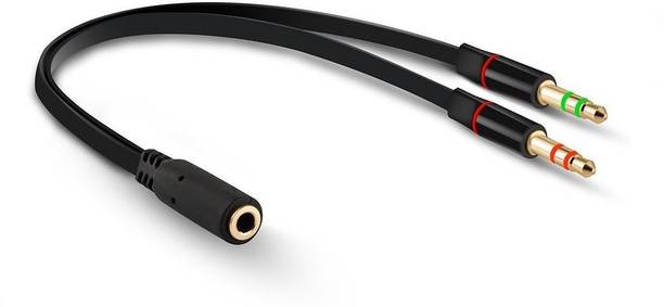 Abois Black eadphone Earphone Mic Audio Y Splitter Cable Cord Wire Phone Converter