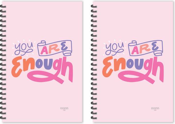 ESCAPER You Are Enough (Ruled - A5 Size - Pack of 2 Diaries) Designer Love Diaries, Gift Diaries, Quotes on Diaries A5 Diary Ruled 160 Pages