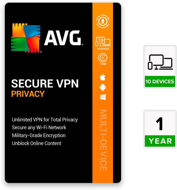 AVG VPN Security 10 Devices PC (PC, Mac, Android) 1 Year VPN Security (Email Delivery - No CD)
