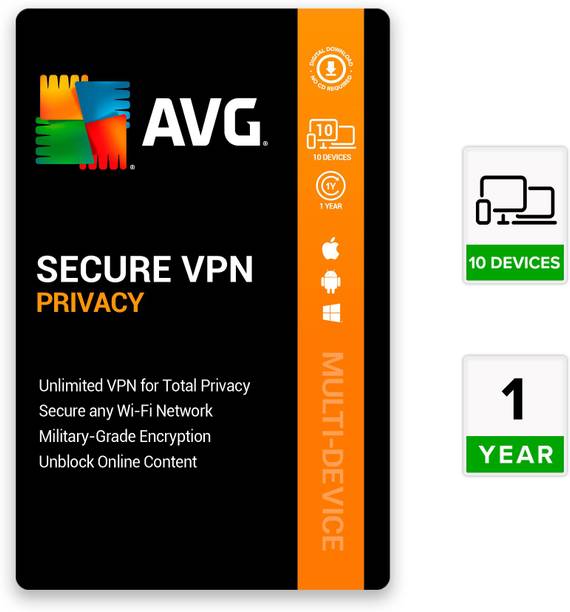 AVG VPN Security 10 Devices PC (PC, Mac, Android) 1 Year VPN Security (Email Delivery - No CD)