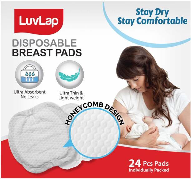 LuvLap Ultra Thin Honeycomb Nursing Breast Pads, 24pcs, Disposable, High Absorbent, Nursing Breast Pad