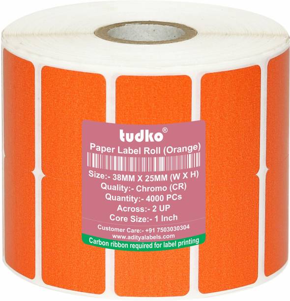 tudko 38 mm X 25 mm Chromo Barcode Label (Set of 1 Roll) Self Adhesive Paper Label