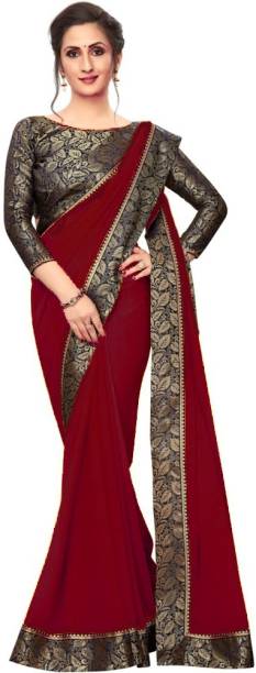 Solid/Plain Bollywood Georgette Saree Price in India
