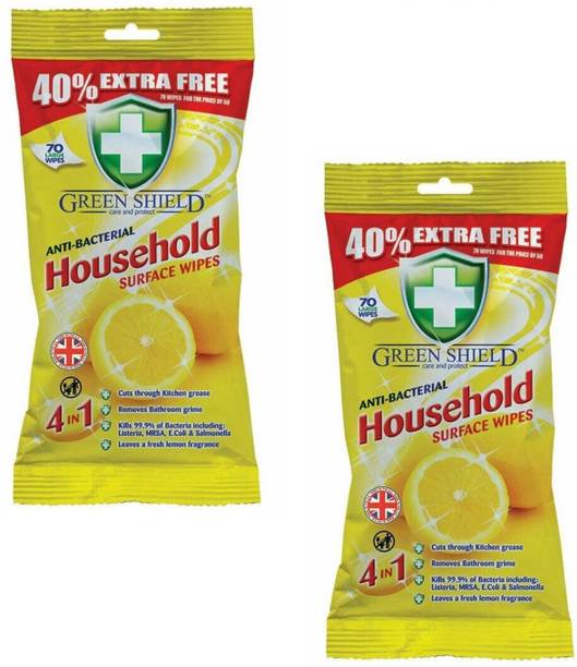 green shield Anti Bacterial Household Surface Wipes - 140 Count