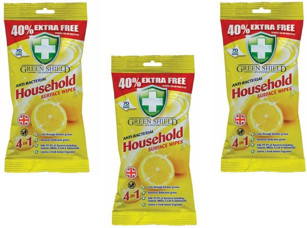 green shield Anti Bacterial Household Surface Wipes - 210 Count
