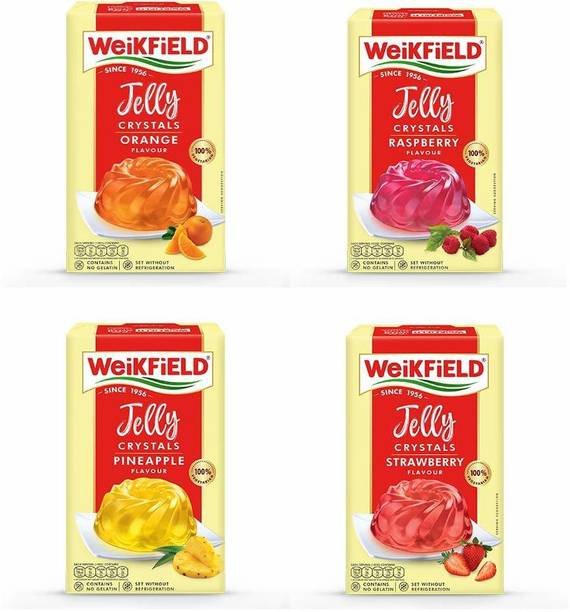 WeiKFiELD Jelly Crystal Rasperry, Orange, Pineapple & Strawberry Flavour -90g Jelly Crystals