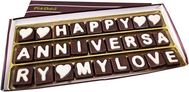 FabBites Anniversary Chocolate Gift Pack - Happy Anniversary My Love Chocolate Message Bars