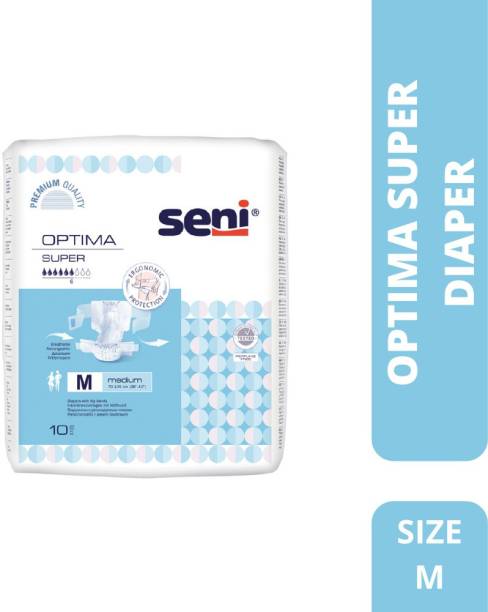 Seni Optima Super Diapers With Hip Bands 10 Pieces (Medium) Adult Diapers - M