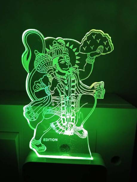 UNICEPT HANUMAN JI 3D illusion Designe Extremely Night Lamp With 7 Color Changing lights or Gift,for Bedroom,livingroom (Small Size-10cm,Multicolor) Night Lamp