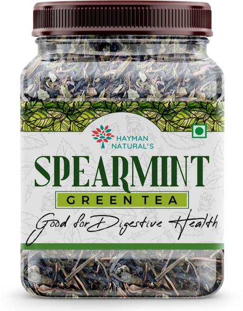 HAYMAN NATURAL'S Spearmint Green Tea Leaves (70g-58cups) help Cure Hormonal Acne,Facial Hair Due to PCOS Mint Tea Plastic Bottle