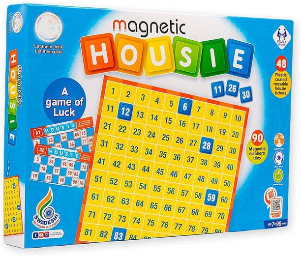 KIDIVO Original Magnetic Housie with 48 Reusable Cards Fun Board Game (Multicolor) Strategy & War Board Game