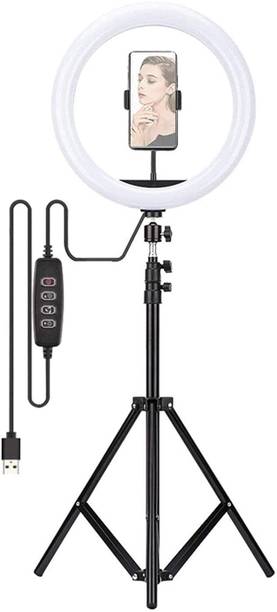 Webilla Foldable Tripod with Remote, Dimmable 3-Modes LED Ring Light with Tabletop Stand with Ball-Head for Making up, Tiktok Videos Ring Flash