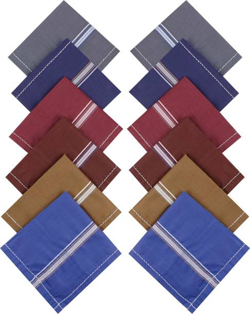 Solo Men's Cotton Handkerchiefs (Multi-color) Pack of 12 ["Multicolor"] Handkerchief