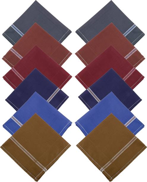 Solo Men's Cotton Handkerchiefs (Multi-color) Pack of 12 ["Multicolor"] Handkerchief