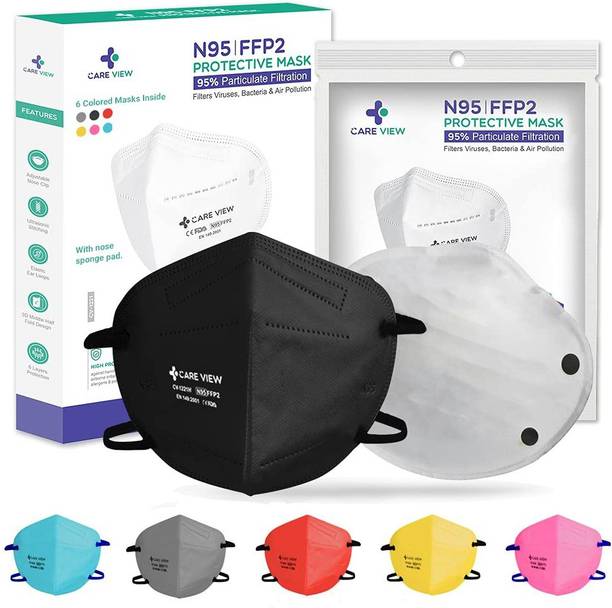 Care View N-95 Model CV1221H Head Loop Style Multicolor with Nose Bridge Sponge Protective Face Mask with 6 Layered Filtration CV1221H_CPR_Colored_6