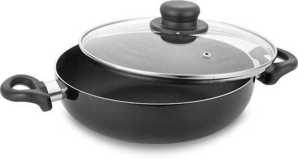 Classic Essentials Induction Base COOKWARE DEEP KADHAI with Glass Lid 2.3 Ltr. Kadhai 22 cm diameter with Lid 2.3 L capacity