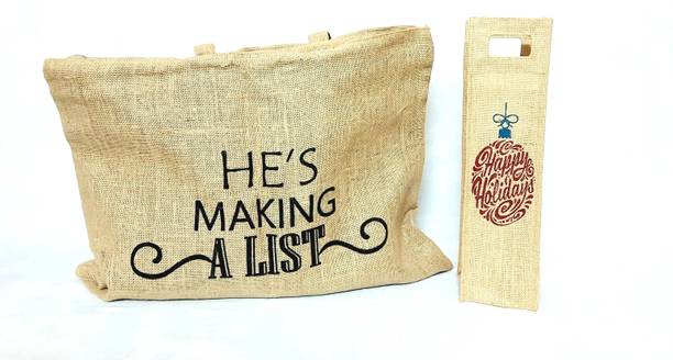 Arnika Jute Grocery & water Bottle bag Waterproof Multipurpose Bag