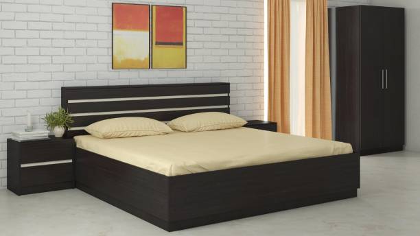 Adona Engineered Wood Bed + Side Table + Wardrobe