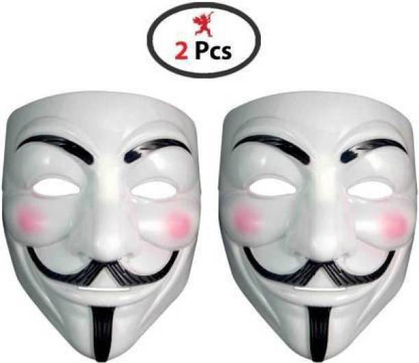 Bal samrat White Vendetta Comic Face Anonymous Hacker (BS-4) Party Mask Set of 2 Party Mask