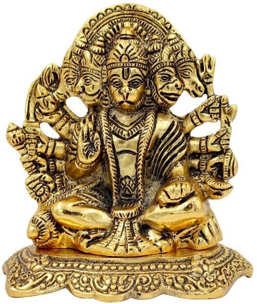 SP Handicrafts Panchmukhi Hanuman Idol | God Hanuman Sitting Statue | Hanuman Ji Murti for Pooja and Home decor | Metal Panchmukhi Hanuman ji Murti | Gift Article for your near and dear once on Anniversary, Birthday, Return gifts Decorative Showpiece  -  16 cm