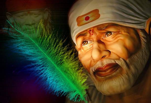imbue Sai Baba self adhesive vinyl painting without frame Digital Reprint 36 inch x 48 inch Painting