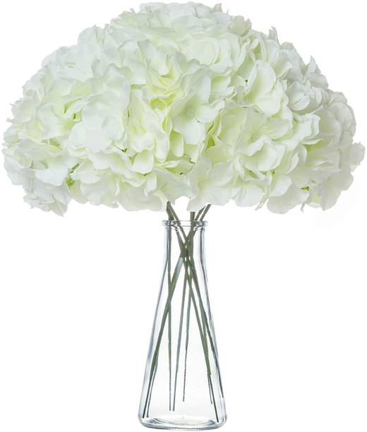 well art gallery Well Art Gallery Hydrangea Silk Fake Flowers Heads with Stems Artificial Flowers for Decoration Wedding Home Party Shop Baby Shower,Room Decor for Bedroom Aesthetic Without vase, Pack of 10 (Pink) White Hydrangea Artificial Flower