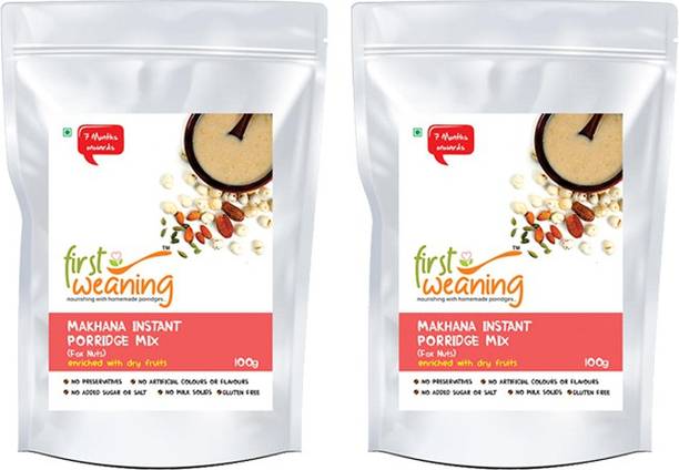 First Weaning Makhana Instant porridge mix, enriched with dry fruits, Pack of 2, 100g each Cereal