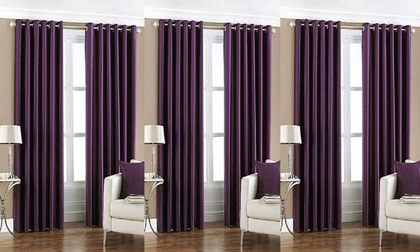 Radhey Radhey Decor 152 cm (5 ft) Window Polyester Semi Transparent Curtain (Pack Of 6)
