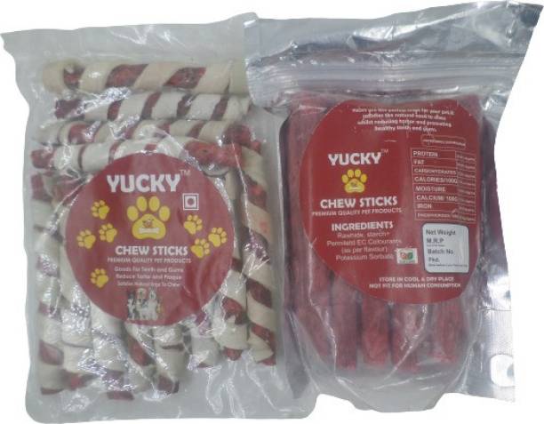 Yucky Chew Red Spiral Mutton 12 Pcs and Mutton Munchies 200 combo pack 2 Mutton 0.5 kg (2x0.25 kg) Dry Adult, Young Dog Food