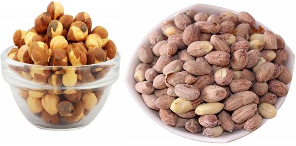 Organic Bites Combo Packets of 2 Nuts - Roasted Salted Peanut and Roasted Chana - 400 gm each (Total 800 gm)