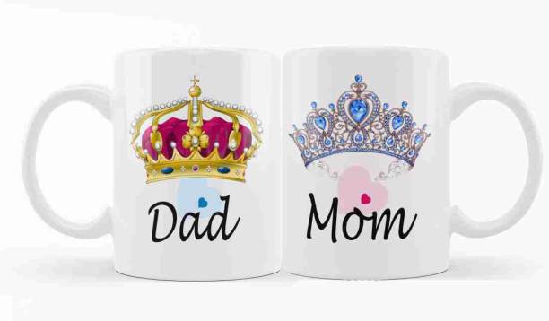 THE SD STORE Dad & Mom Couple Gift for Mummy Papa, Anniversary, Birthday Gifts Ceramic Coffee 330 ML Ceramic Coffee Mug