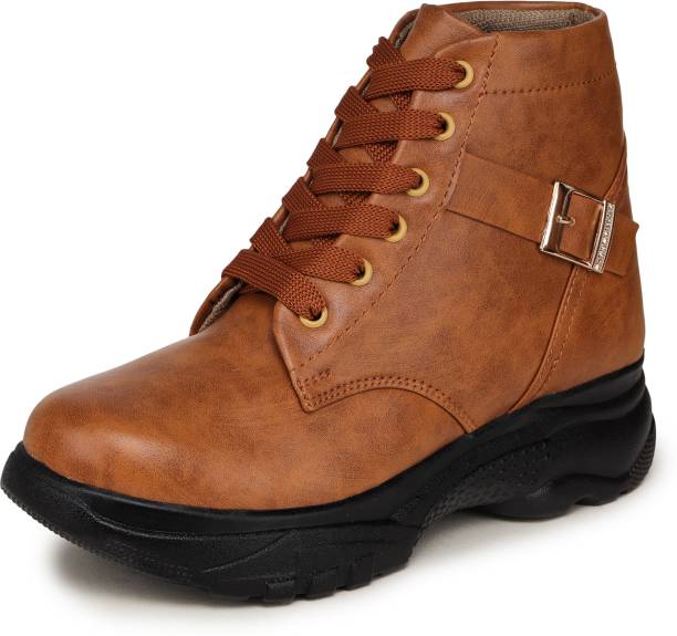 Bootco Shoes for Girls Women High Tops Ankle Heel Casual And Party Wear Boots For Women