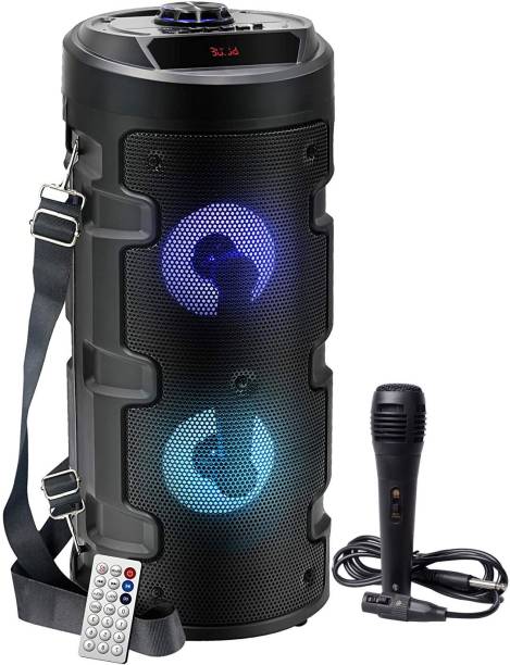 Worricow Branded Portable Wireless Bluetooth Speaker with wired Karaoke Mic, Remote control, Carrying strap, Led flashing light, it’s a outdoor travel and home audio speaker MP3 Player