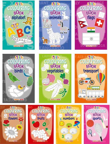 Little Colouring Books for Kids-Gift to children for painting, drawing and colouring - Alphabets, Animals, Birds, Flags, Flowers, ... Transport, Vegetables