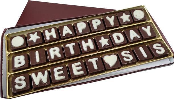 FabBites Birthday Gift for Sister Chocolate - Happy Birthday Sweet SIS Chocolate Message - Birthday Gift for SIS Bars