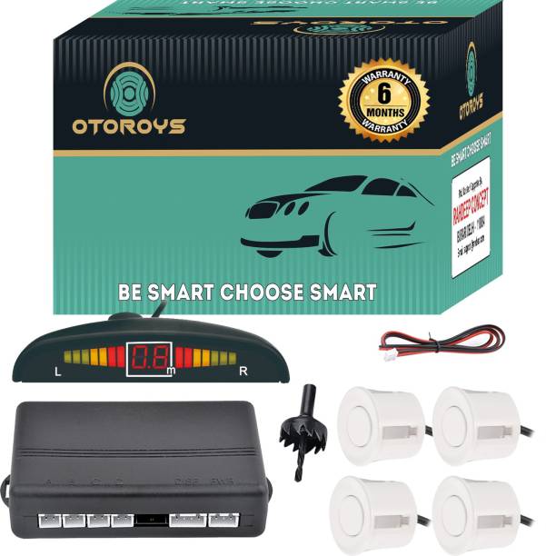 Otoroys Buzzer and Ultrasonic Reverse Parking Auto Radar Detectors (White) Car Reverse Parking Sensor with LED Display Parking Sensor