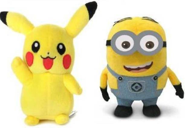 KPN Soft Lovable Hugable Combo Pikachu and Minion Soft Toy For Kids Toys Bithday Gift - 30 cm (Multicolor)  - 30 cm